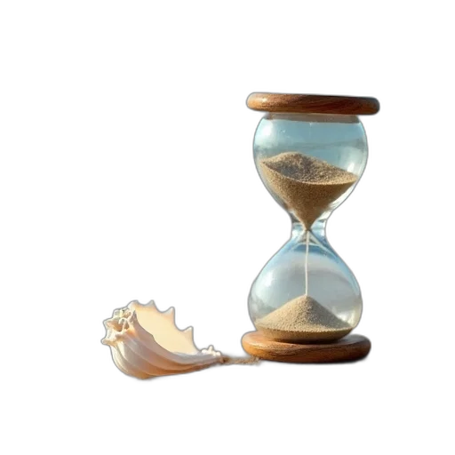 jewelry, 3d render, concept art, photorealistic, hourglass, sandglass, shell, beach transparent PNG cut-out