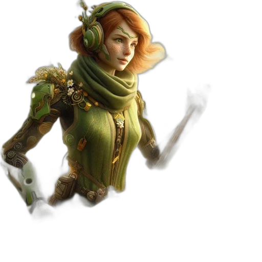 staff, fantasy art, concept art, 3d render, pixel art, green, earth tones, golden transparent PNG cut-out