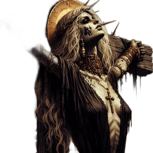 hair, staff, creature, fantasy art, concept art, comic book art, photorealistic, gothic transparent PNG cut-out