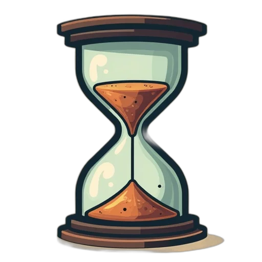 hourglass, icon, text, left transparent PNG cut-out