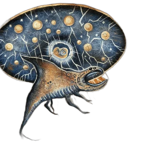 creature, hat, umbrella, animal, concept art, watercolor, fantasy art, outer space transparent PNG cut-out