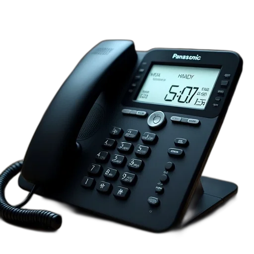 black, panasonic, corded, phone, digital, display, showing, time transparent PNG cut-out