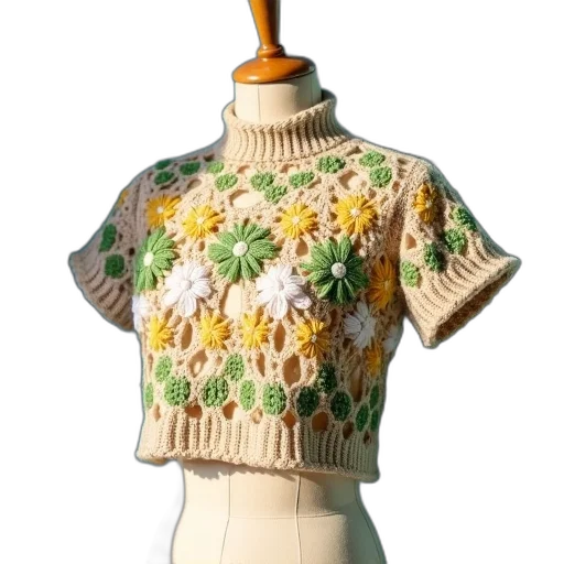 dress, jacket, jewelry, crown, 3d render, crocheted, top, beige transparent PNG cut-out