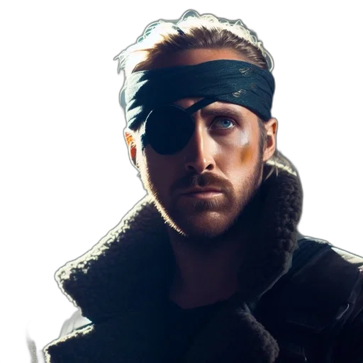 jacket, face, mask, cyberpunk, photorealistic, concept art, bearded, man transparent PNG cut-out