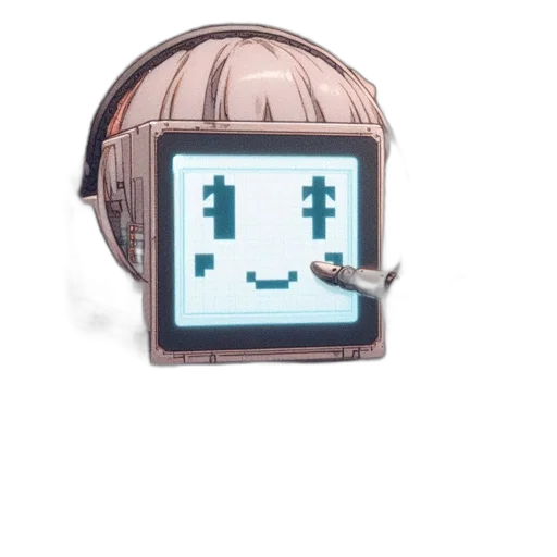 robot, mask, face, creature, pixel art, vaporwave, anime, 3d render transparent PNG cut-out