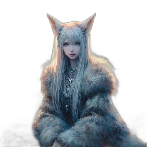 creature, dragon, animal, hair, fantasy art, concept art, anime, photorealistic transparent PNG cut-out
