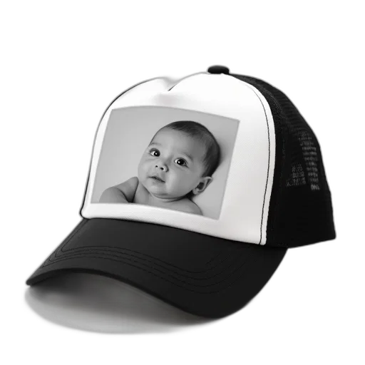 hat, face, photorealistic, 3d render, black, white, baseball, cap transparent PNG cut-out