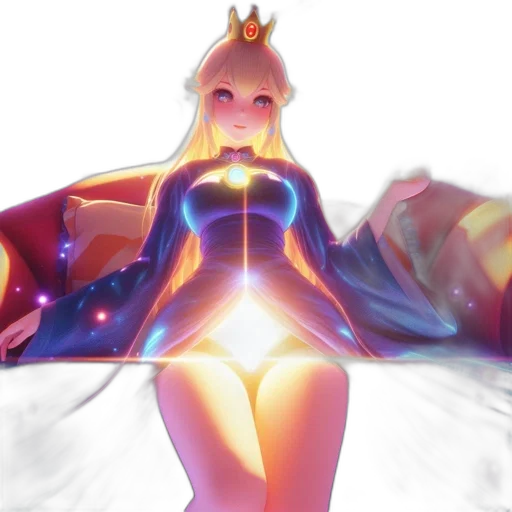 crown, dress, robot, concept art, 3d render, fantasy art, anime, neon lights transparent PNG cut-out