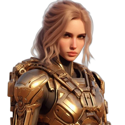 face, robot, weapon, sword, concept art, fantasy art, photorealistic, 3d render transparent PNG cut-out