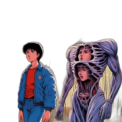 jacket, hair, creature, comic book art transparent PNG cut-out