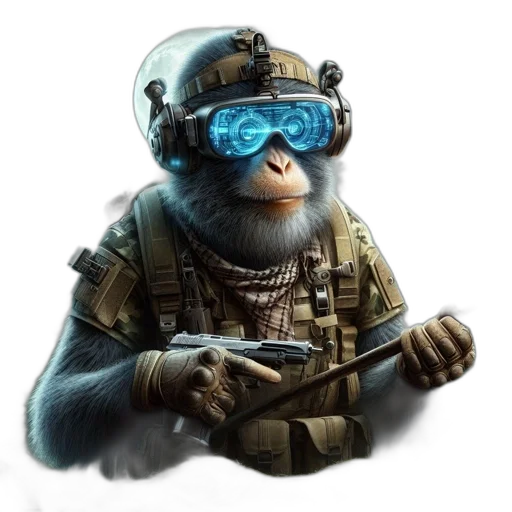 animal, staff, creature, concept art, 3d render, cyberpunk, photorealistic, armed transparent PNG cut-out