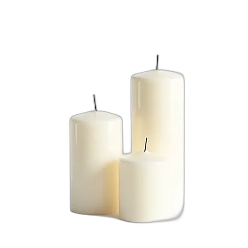 furniture, 3d render, fire, set, three, white, cylindrical, objects transparent PNG cut-out