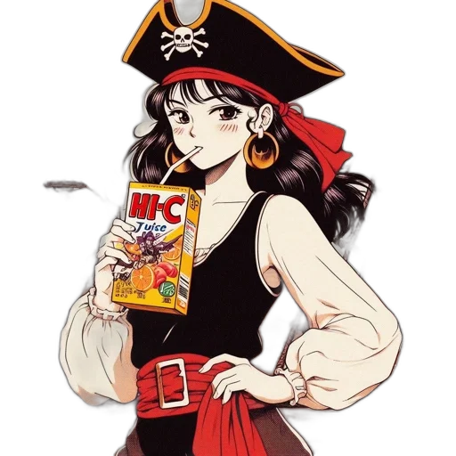 food, anime, cartoon, comic book art, pixel art, red, animated, pirate transparent PNG cut-out