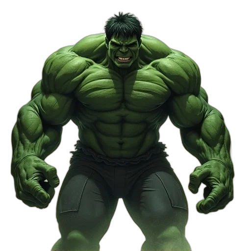 animal, comic book art, concept art, 3d render, photorealistic, green, cover, hulk transparent PNG cut-out