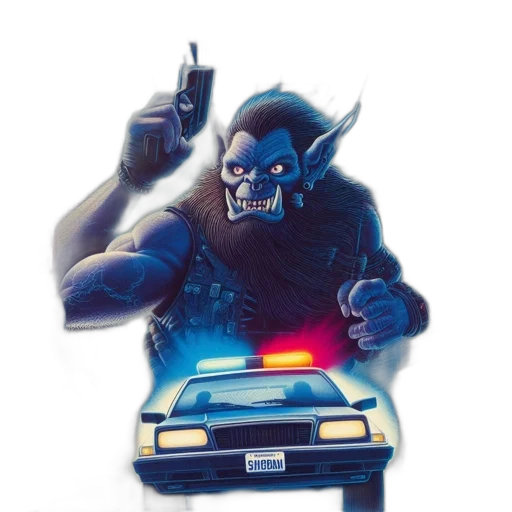 car, concept art, comic book art, futuristic, neon-lit, cityscape, massive, glowing transparent PNG cut-out