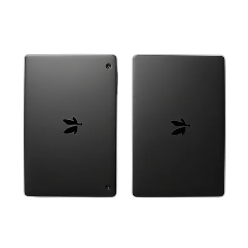 3d render, two, identical, black, laptop, lids, placed, side transparent PNG cut-out