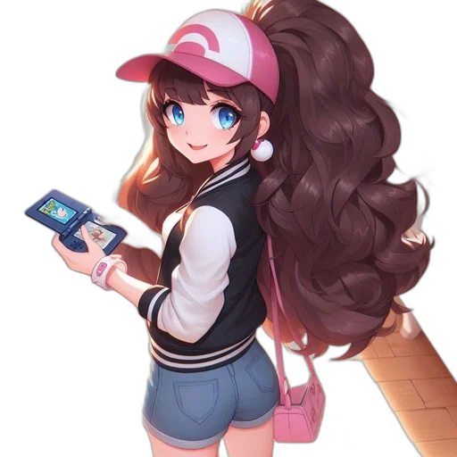 hair, hat, staff, jacket, pixel art, anime, concept art, vaporwave transparent PNG cut-out