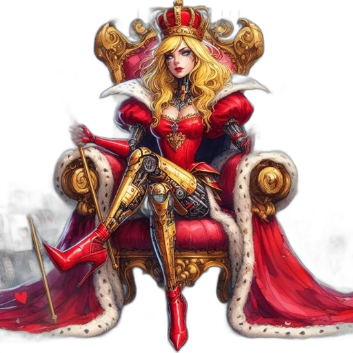crown, staff, fantasy art, concept art, pixel art, comic book art, red, regal transparent PNG cut-out