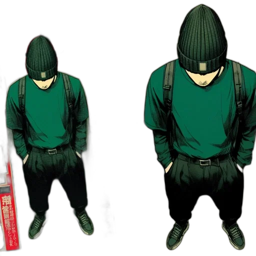 jacket, staff, weapon, mask, concept art, comic book art, 3d render, photorealistic transparent PNG cut-out