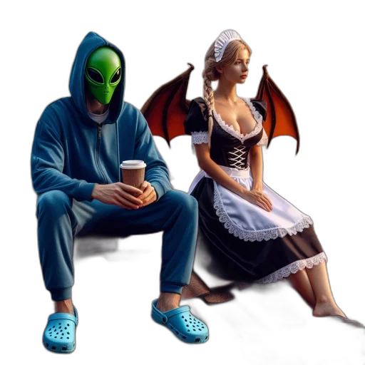 mask, shoes, dress, creature, concept art, fantasy art, pixel art, comic book art transparent PNG cut-out