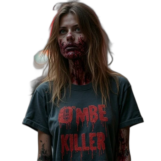 face, concept art, photorealistic, comic book art, pixel art, woman, zombie, killer transparent PNG cut-out