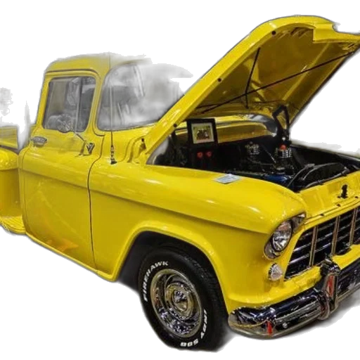 car, photorealistic, vibrant, yellow, classic, pickup, truck, display transparent PNG cut-out