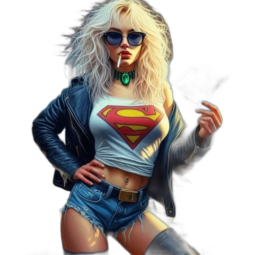 jacket, comic book art, concept art, fantasy art, photorealistic, neon lights, neon, woman transparent PNG cut-out