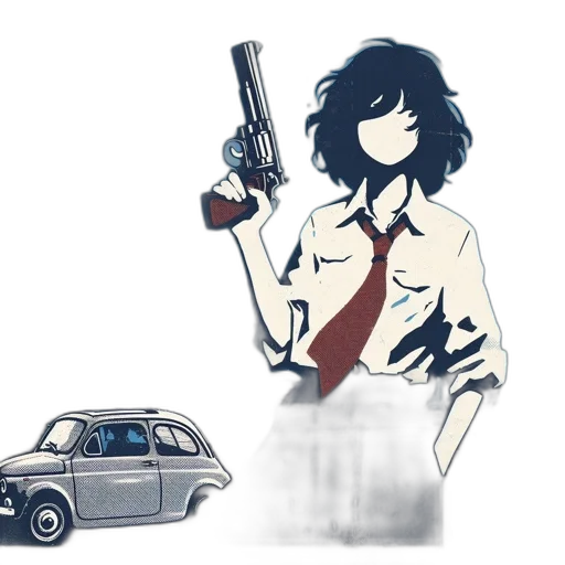 weapon, car, concept art, anime, pixel art, comic book art, monochrome, blue transparent PNG cut-out