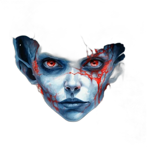 face, mask, creature, concept art, fantasy art, photorealistic, comic book art, outer space transparent PNG cut-out
