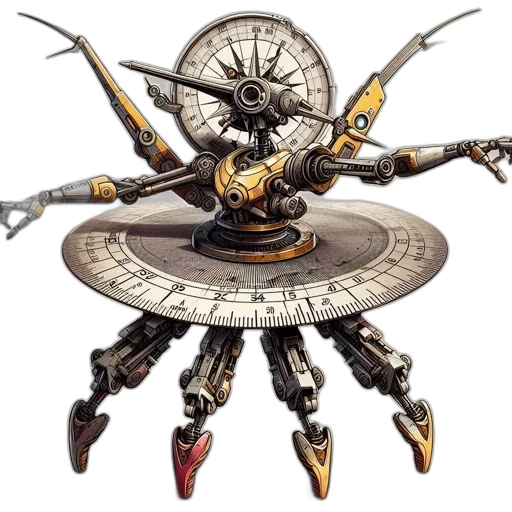 robot, weapon, sword, jewelry, concept art, 3d render, fantasy art, steampunk-style transparent PNG cut-out