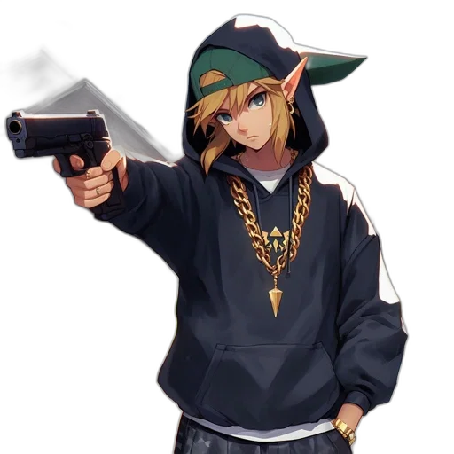 weapon, jacket, staff, anime, concept art, cartoon, pixel art, animated transparent PNG cut-out