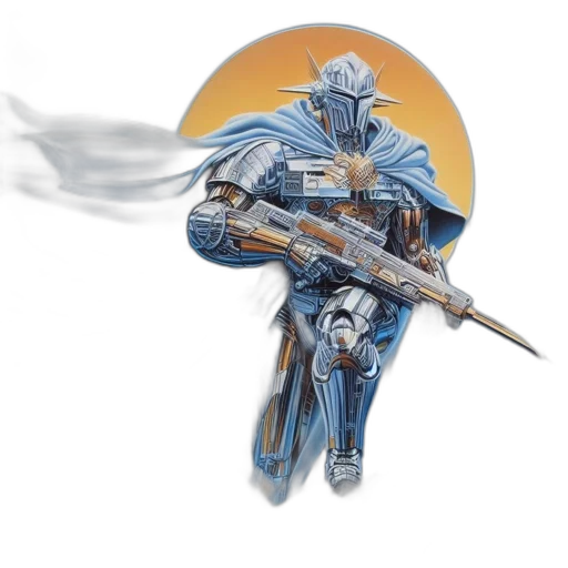 sword, weapon, robot, staff, concept art, fantasy art, 3d render, comic book art transparent PNG cut-out