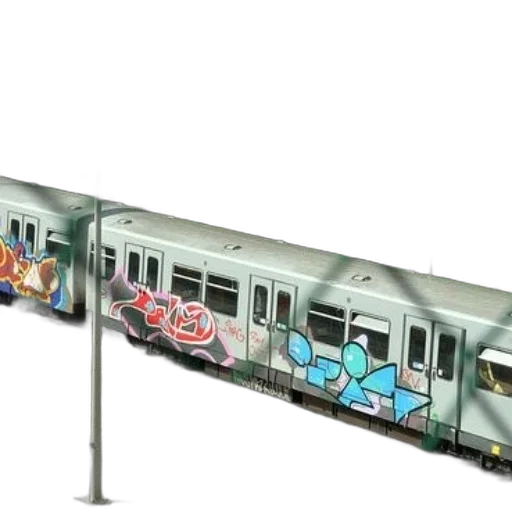 concept art, 3d render, photorealistic, anime, train, colorful, graffiti, art transparent PNG cut-out