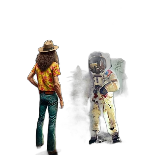 robot, jacket, concept art, comic book art, pixel art, fantasy art, outer space, fog transparent PNG cut-out