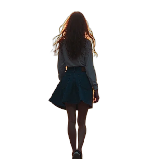 dress, jacket, hair, staff transparent PNG cut-out