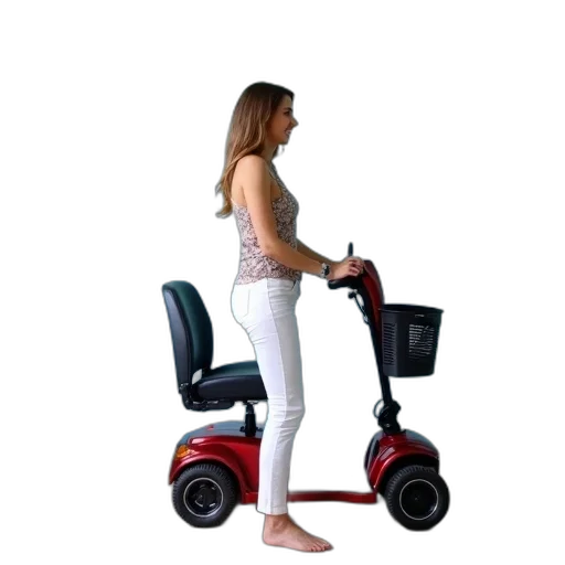 robot, staff, furniture, woman, standing, next, red, black transparent PNG cut-out