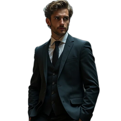 jacket, staff, face, photorealistic transparent PNG cut-out