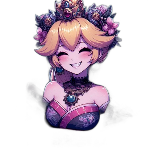 crown, dress, staff, flower, watercolor, fantasy art, pixel art, concept art transparent PNG cut-out