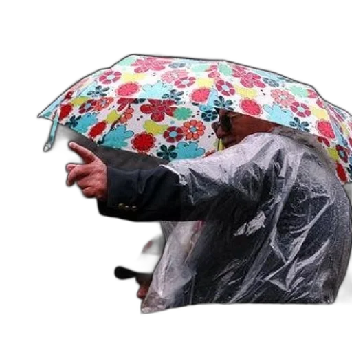 umbrella, jacket, staff, hat, rain, person, wearing, clear transparent PNG cut-out