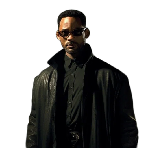 jacket, staff, face, concept art, cyberpunk, 3d render, photorealistic, man transparent PNG cut-out