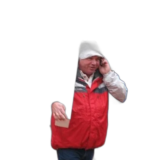 jacket, hat, staff, umbrella, 3d render, snow, man, red transparent PNG cut-out