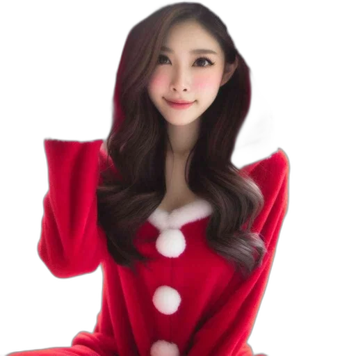 photorealistic, cartoon, 3d render, oil painting, young, woman, wears, festive transparent PNG cut-out