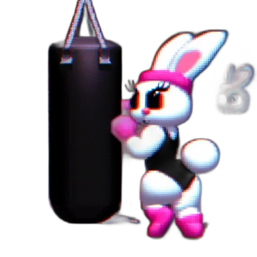 weapon, staff, animal, robot, pixel art, 3d render, concept art, vaporwave transparent PNG cut-out