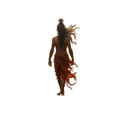 creature, hair, staff, dress, concept art, 3d render, fantasy art, pixel art transparent PNG cut-out