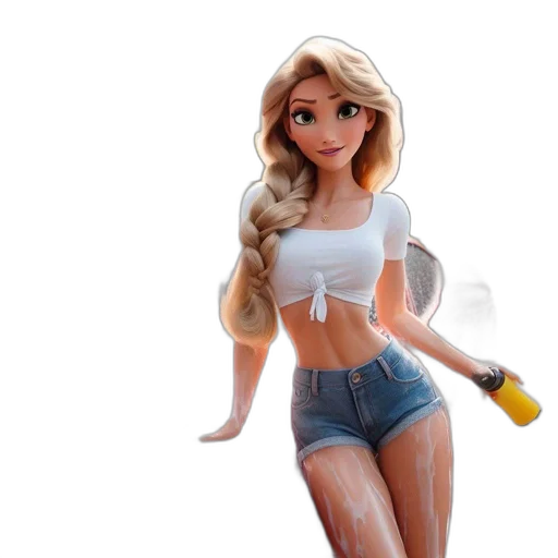3d render, cartoon, concept art, photorealistic, animated, figure, woman, blonde transparent PNG cut-out