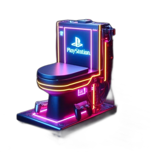 robot, furniture, weapon, crown, 3d render, cyberpunk, concept art, vaporwave transparent PNG cut-out