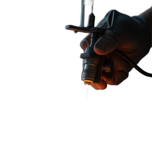robot, weapon, staff, umbrella, cyberpunk, 3d render, concept art, automatic transparent PNG cut-out