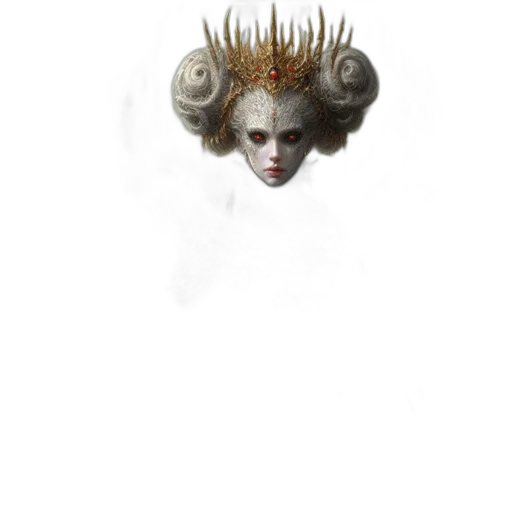 hair, crown, creature, mask, concept art, fantasy art, photorealistic, watercolor transparent PNG cut-out