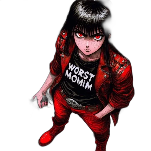 jacket, dress, creature, face, anime, concept art, comic book art, cartoon transparent PNG cut-out