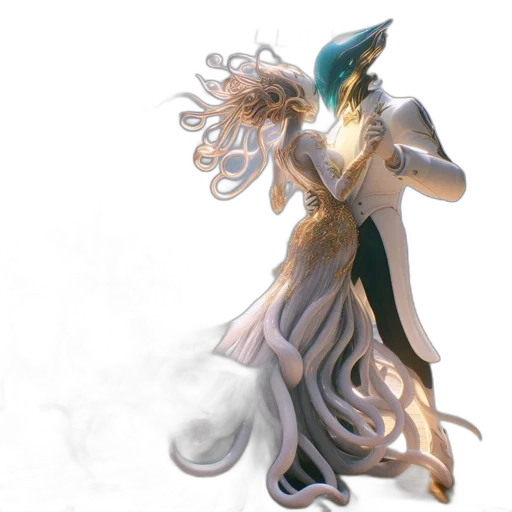dragon, dress, mask, staff, concept art, fantasy art, 3d render, photorealistic transparent PNG cut-out